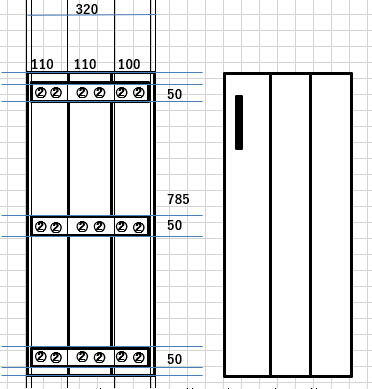 玄関収納（下駄箱）DIY設計図　扉の設計図２